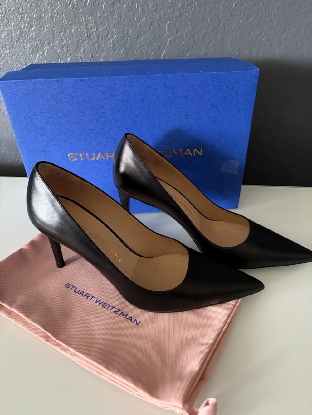 Stuart Weitzman “Power 85”Black Leather Pumps, Sz 7.5B - EUC - Picture 2 of 15